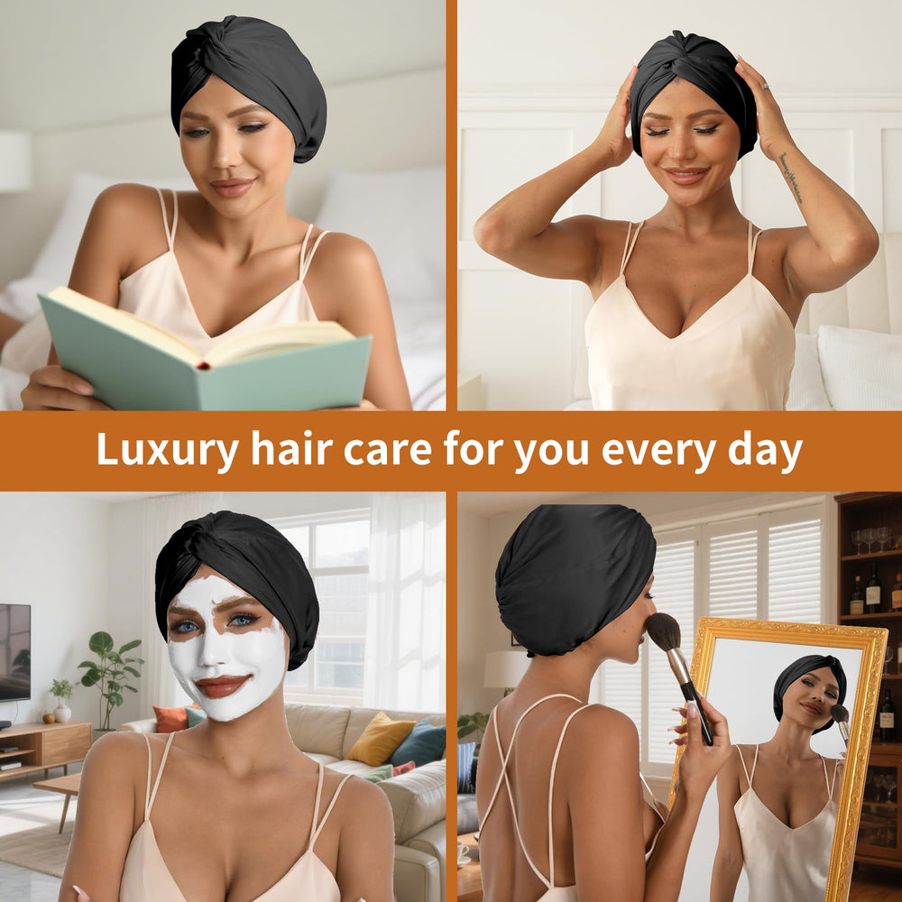 ELIO silk bonnet locks in moisture while reducing pillow friction.