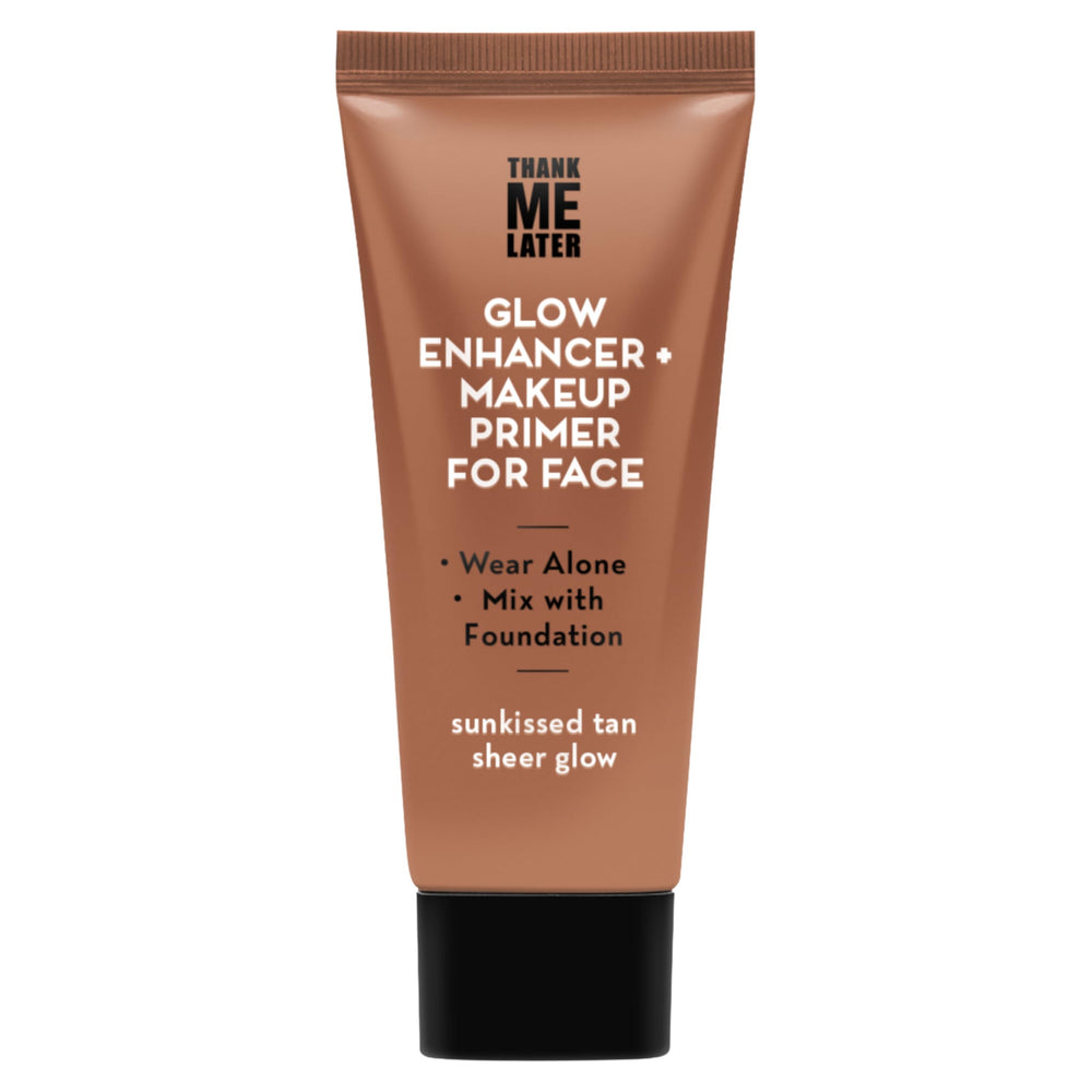 Elizabeth Mott Thank Me Later Glow Primer bottle for a luminous makeup base.