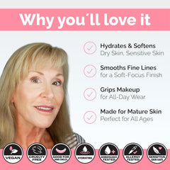 Porcelain skin after applying Elizabeth Mott Thank Me Later Hydrating Primer with soft blur
