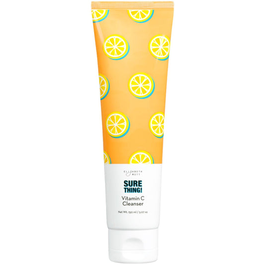 Elizabeth Mott Vitamin C Cleanser bottle front, vegan formula for gentle makeup removal.