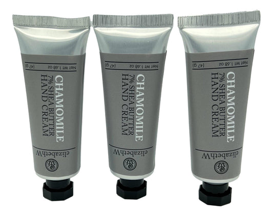 Elizabeth W chamomile hand cream set of 3 tubes for on-the-go moisture