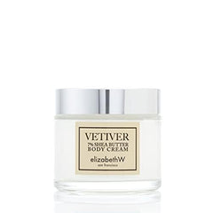 Elizabeth W Vetiver Body Cream texture swatch showing smooth, non-greasy finish.
