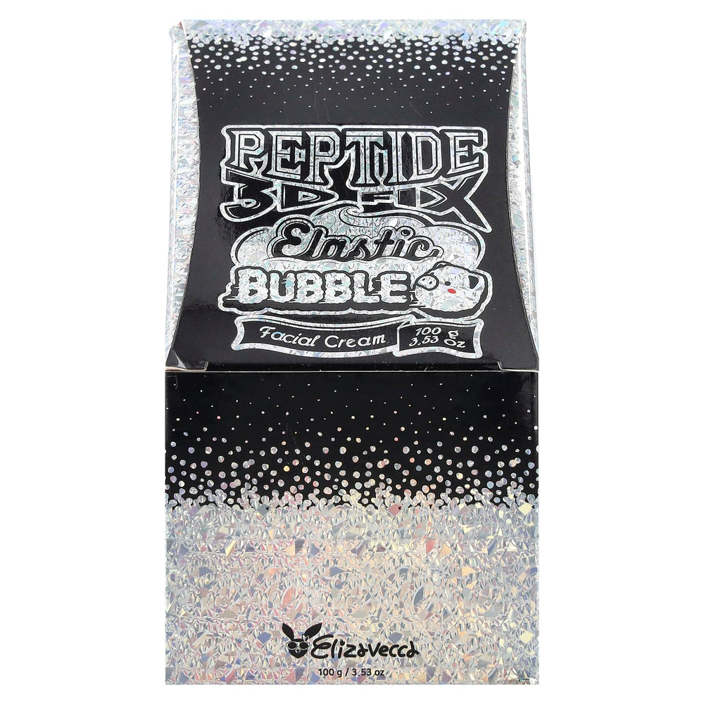 Elizavecca 3D Peptide Elastic Water Bubble Cream bottle closeup shows controlled dispensing.