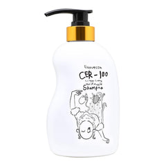 Elizavecca CER-100 shampoo bottle shows collagen benefits for stronger daily hair