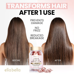 ELLA BELLA Argan oil glow drop on hair for nourishment.