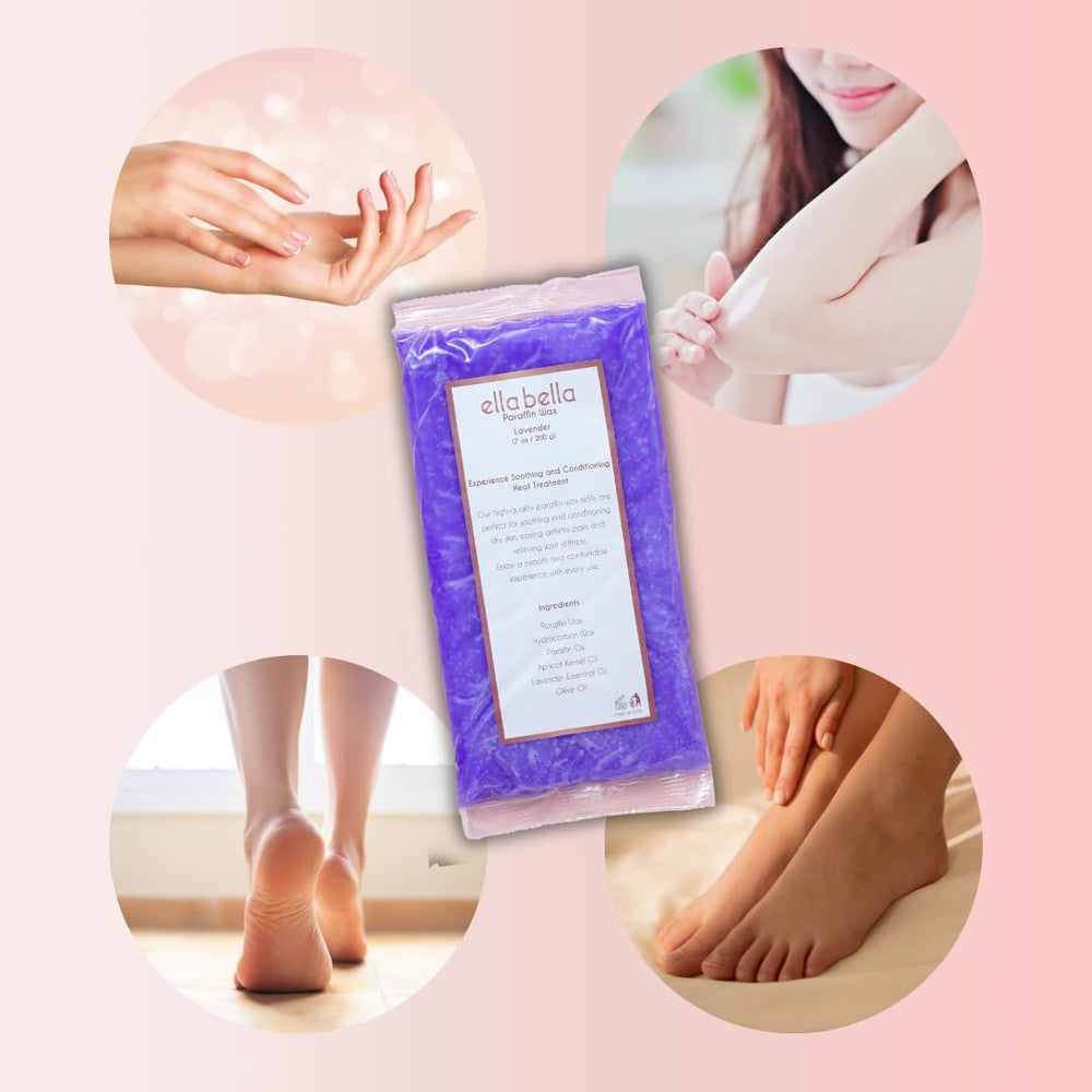 ELLA BELLA Paraffin Wax Refill Lavender foot care session promotes soft skin.