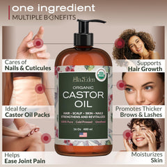 Ella & Eden Castor Oil USDA Organic label on the bottle.