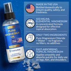 Legs treated with Ella and Eden magnesium oil spray for relaxation.