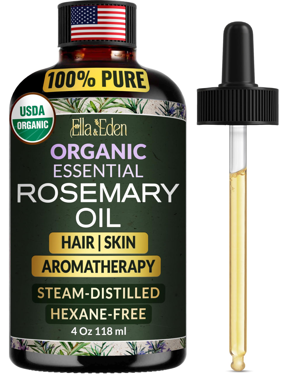 Ella & Eden Rosemary Oil bottle ready for hair, skin, or diffuser use