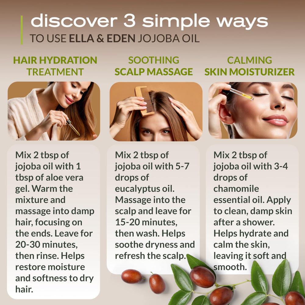 Ella Eden Jojoba Oil USDA-certified seal emphasizes purity for sensitive skin.