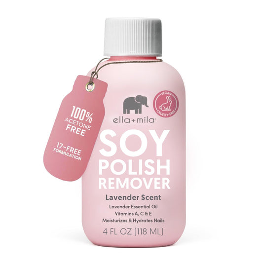 Ella Mila soy nail polish remover bottle for non-acetone polish removal.