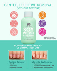 ella+mila remover on cotton pad lifting polish without acetone.