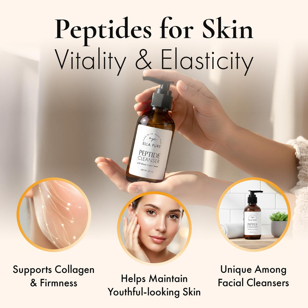 ELLA PURE gel-cream texture depicts gentle cleansing suitable for sensitive mature skin.