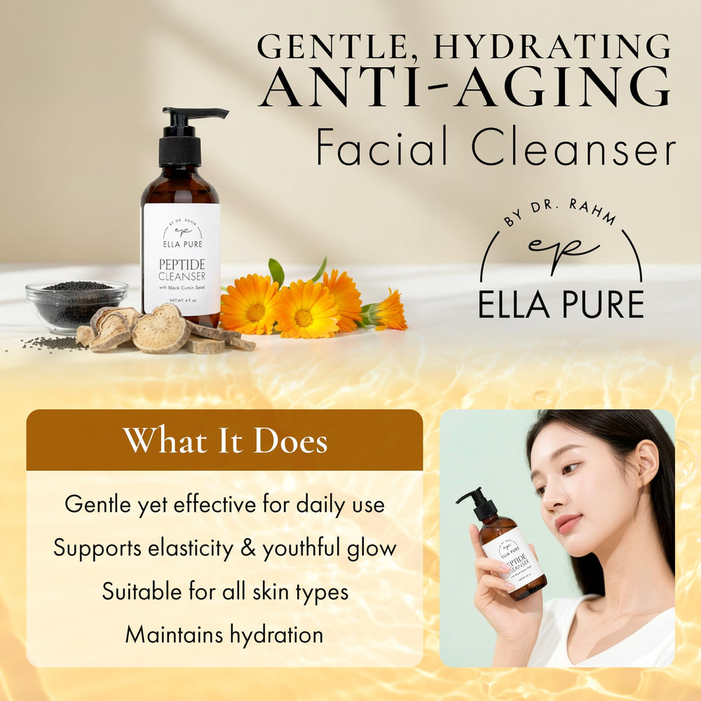 ELLA PURE packaging emphasizes cruelty-free, clean ingredients and peptide complex.
