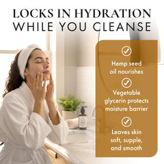 ELLA PURE cleanser creates a soft lather that removes makeup without stripping.