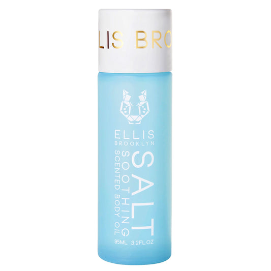 Ellis Brooklyn SALT Body Oil bottle front with sea-inspired packaging for silky, hydrated skin.