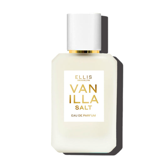 Ellis Brooklyn Vanilla Salt bottle on white background, long-lasting gourmand fragrance.