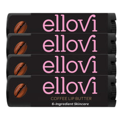 Ellovi Coffee Lip Butter 4-pack front view with creamy texture.