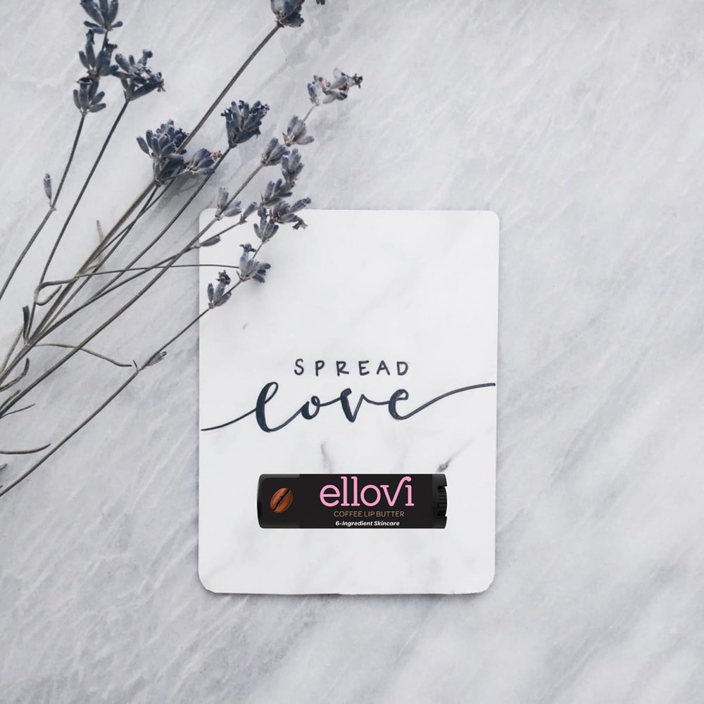 Eco-packaging image for Ellovi Coffee Lip Butter 4-pack.