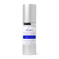 Elon Hyaluronic Serum bottle on vanity for deep facial hydration