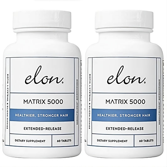 Elon Matrix 5000 bottle front showing daily hair health support