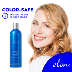 Elon sulfate-free shampoo back label explains formula and color protection