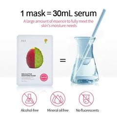Close-up of ELT Red Cactus Mask sheet showing rich serum for hydration.