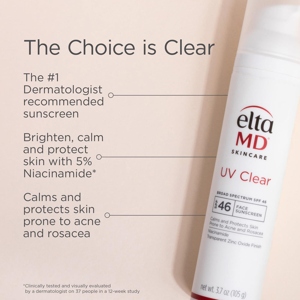 EltaMD UV Clear zinc oxide formula emphasizing gentle, breathable skin protection.