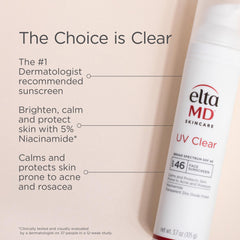EltaMD UV Clear zinc oxide formula emphasizing gentle, breathable skin protection.