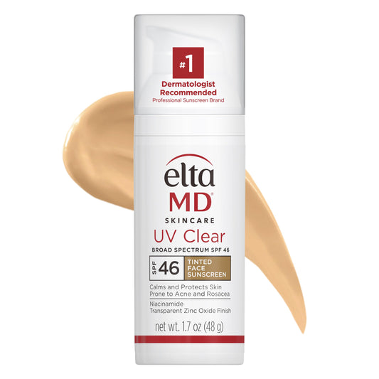 EltaMD UV Clear tinted sunscreen bottle front showing SPF 46 protection