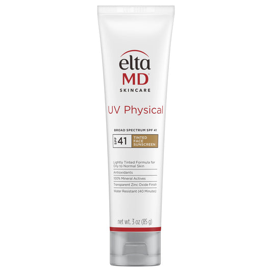 EltaMD UV Physical tinted sunscreen bottle, mineral protection for daily sun defense.