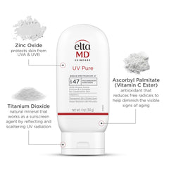 EltaMD UV Pure water resistance up to 80 minutes for pool and beach days.