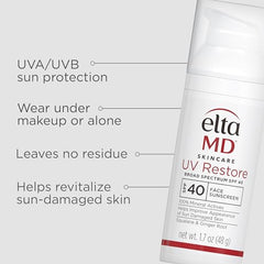 EltaMD UV Restore SPF 40 tinted formula on skin for sheer coverage