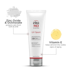 EltaMD UV Sport sunscreen lotion on wet or dry skin for flexible protection