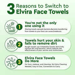 Elvira face towels lifting makeup residue and sunscreen without harsh rubbing
