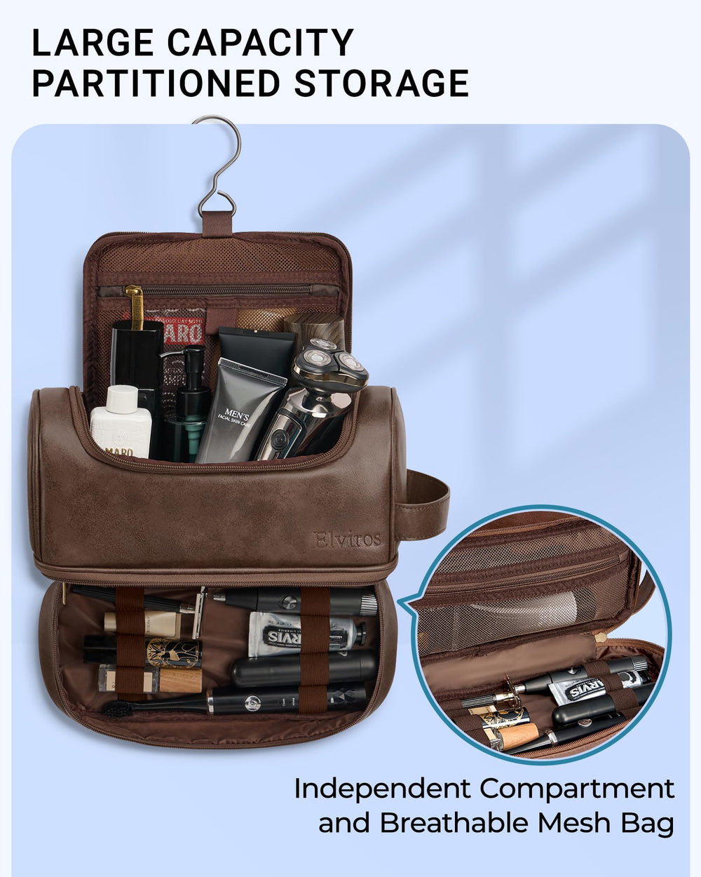 Elviros waterproof shoes pocket keeps dirty items separate and contained.
