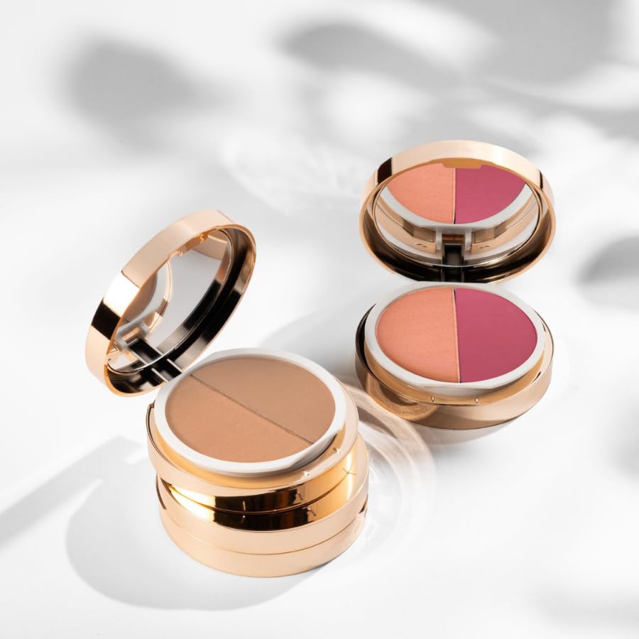 Swirled blush and bronzer texture for seamless blend