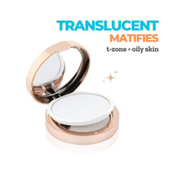 Emani Bye Bye Shine Setting Powder brush application for oil blotting and pore blur.