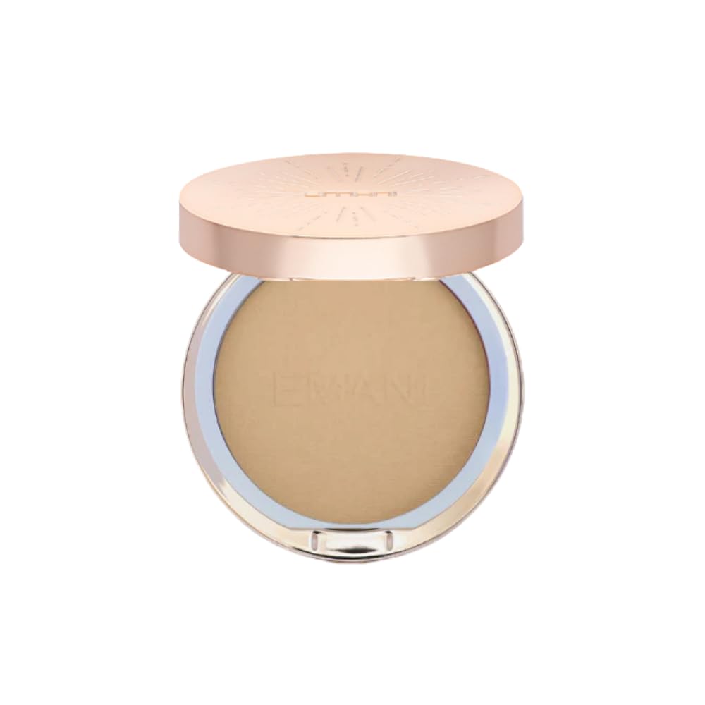 Emani Flawless Matte Powder Foundation compact open shows portable design for quick touch-ups.
