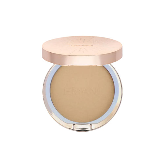 Emani Flawless Matte Powder Foundation compact open shows portable design for quick touch-ups.