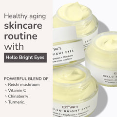 Emani Hello Bright Eyes caffeine boost label suggests refreshed-looking eyes