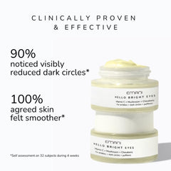 Emani Hello Bright Eyes cream swirl demonstrates smooth, brightening texture for daily use