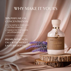 Embarouge Urban Oud wood-top note texture evokes warm, inviting scent