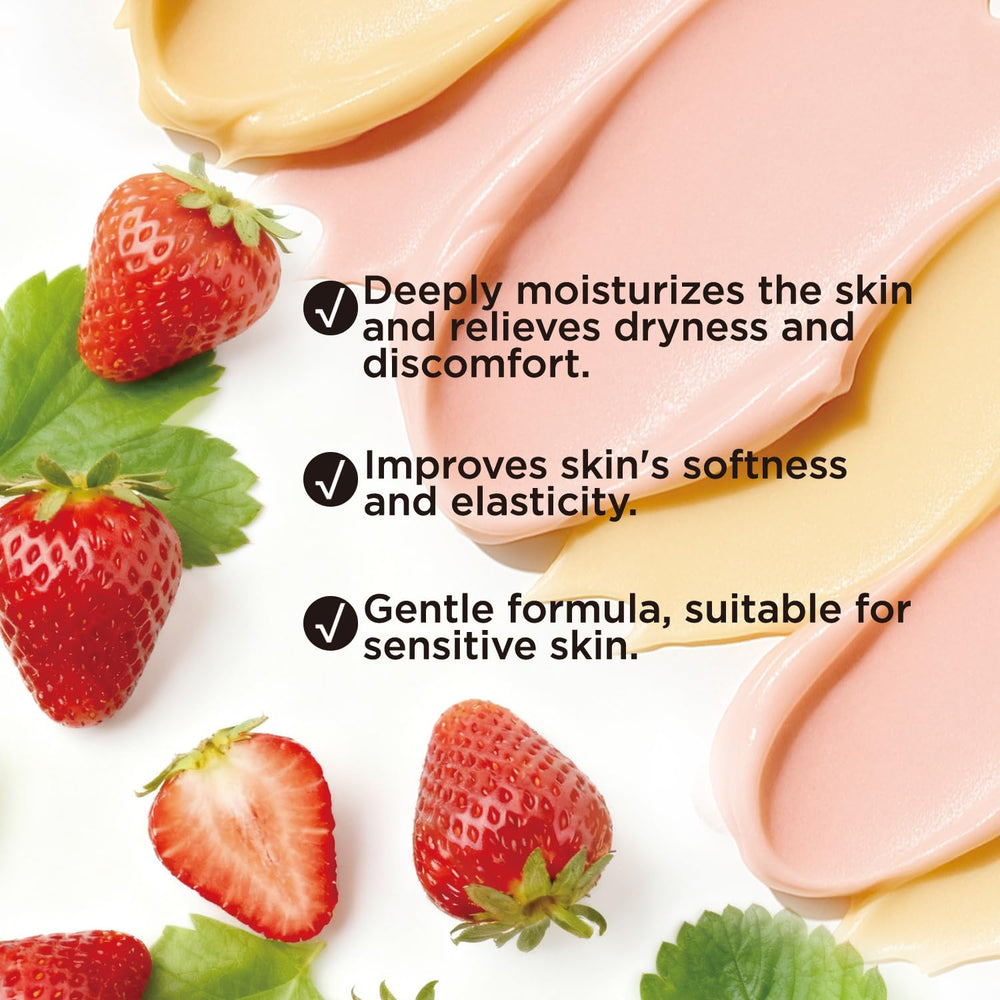 Embleaf Strawberry Whipped Body Butter applying showcases smooth glide and hydration