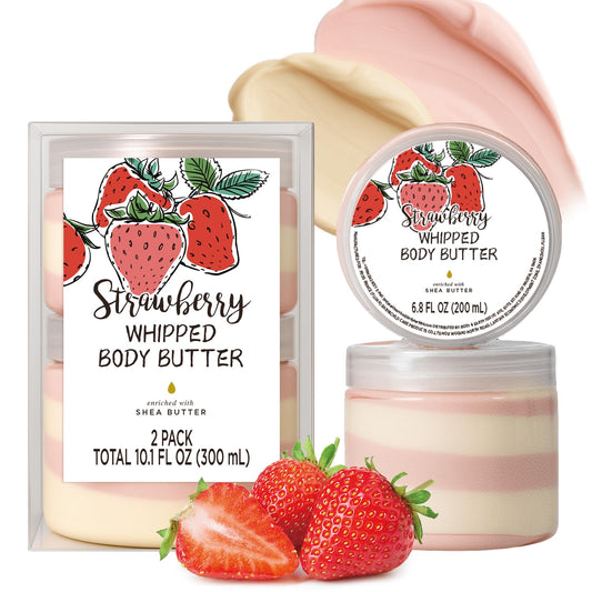 Embleaf Strawberry Whipped Body Butter packaging shows clean design and moisture-ready formula