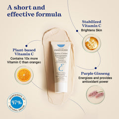 Finger-dip with Embryolisse Vitamin C Energizing Moisturizer revealing nourishing oils.