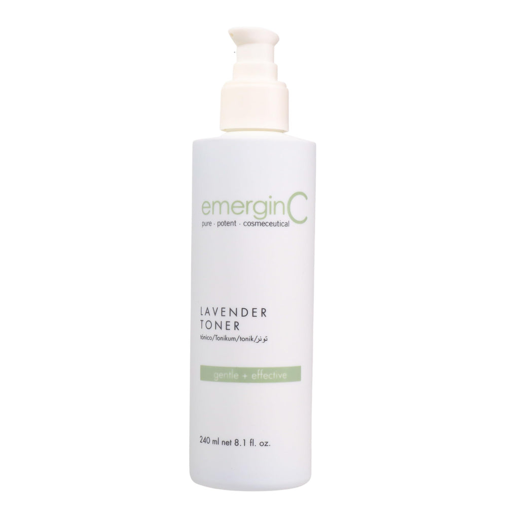 emerginC soothing lavender toner bottle for gentle post cleanse balance