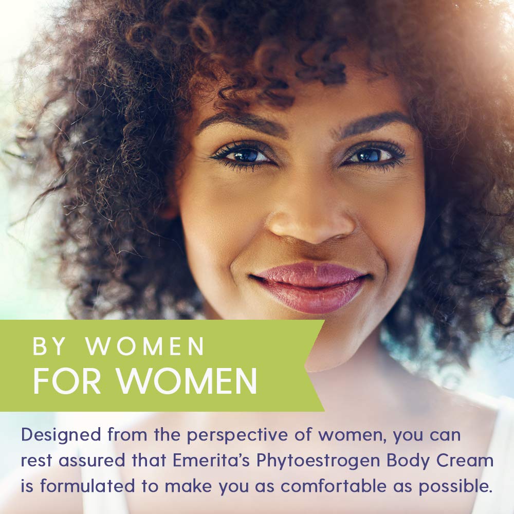 Cap and label of Emerita phytoestrogen body cream highlighting its travel-friendly size