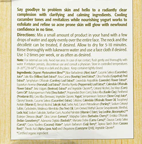 Eminence Clear Skin Probiotic Masque application on face demonstrating calming, refreshed skin
