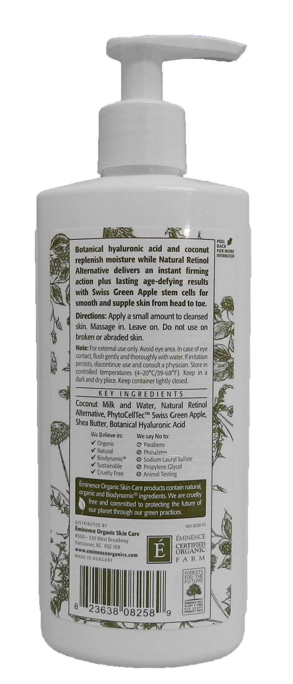 Eminence Coconut Firming Body Lotion texture applied for hydration and smooth skin